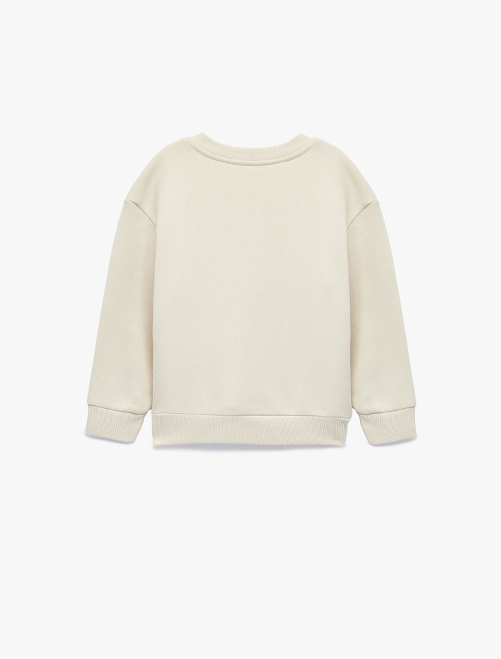 Erkek Bebek Dinozor Baskılı Uzun Kollu Bisiklet Yaka Oversize Sweatshirt