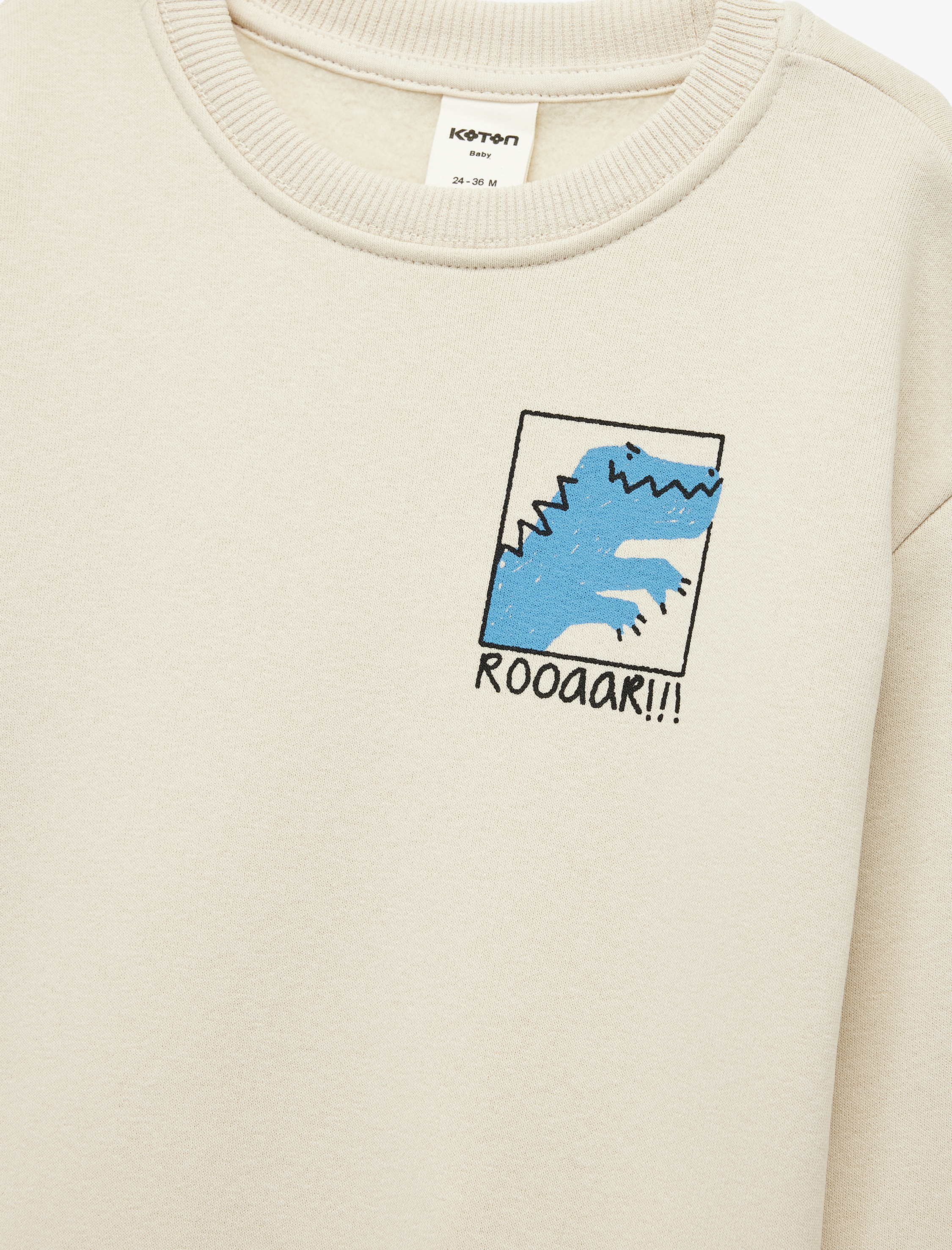  Erkek Bebek Dinozor Baskılı Uzun Kollu Bisiklet Yaka Oversize Sweatshirt