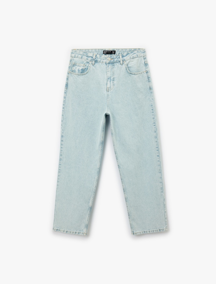  Normal Bel Bol Kalıp Pamuklu Baggy Jean Pantolon