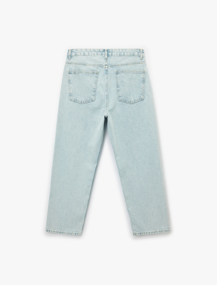  Normal Bel Bol Kalıp Pamuklu Baggy Jean Pantolon