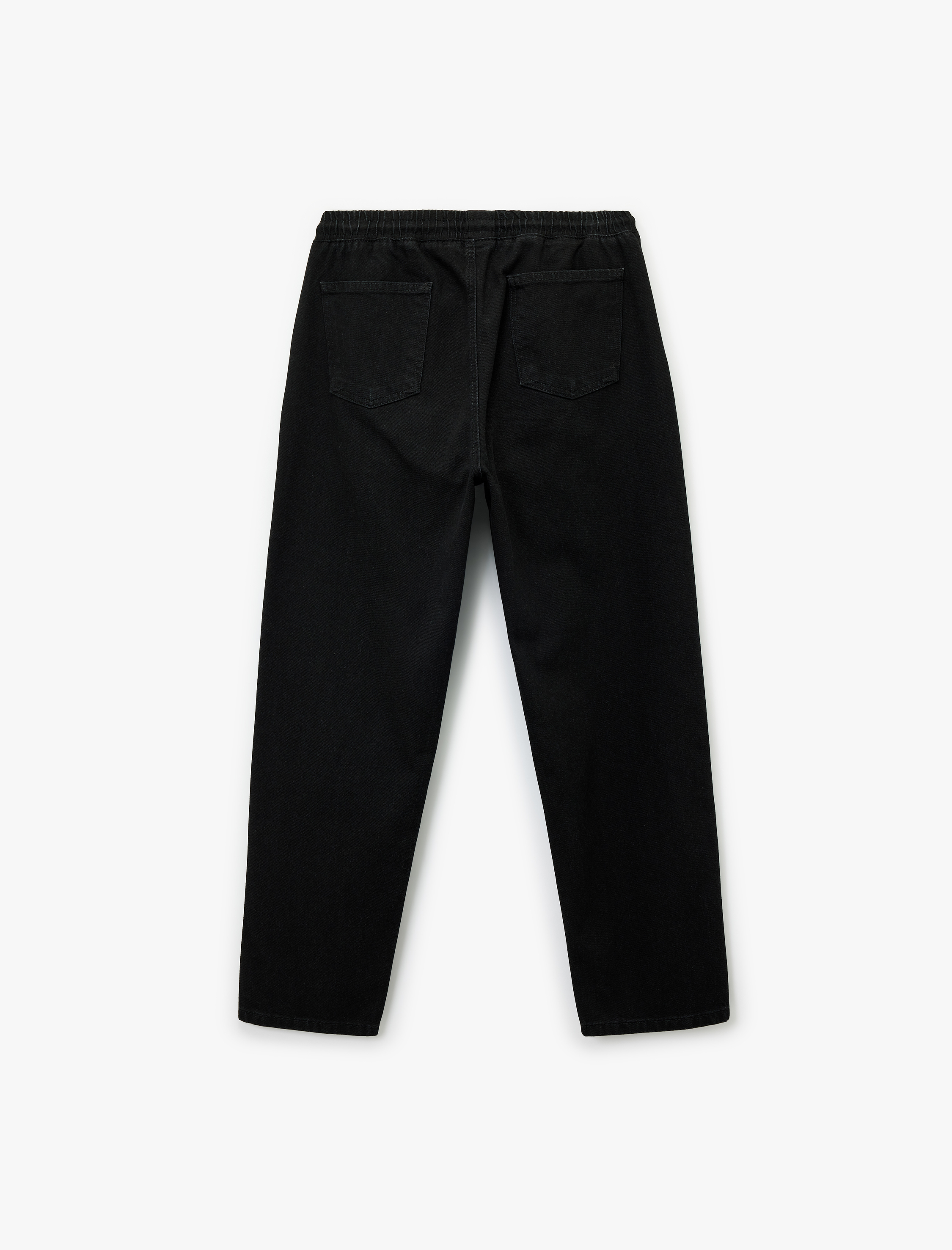 Pamuklu Bol Beli Bağcıklı Baggy Jean Pantolon