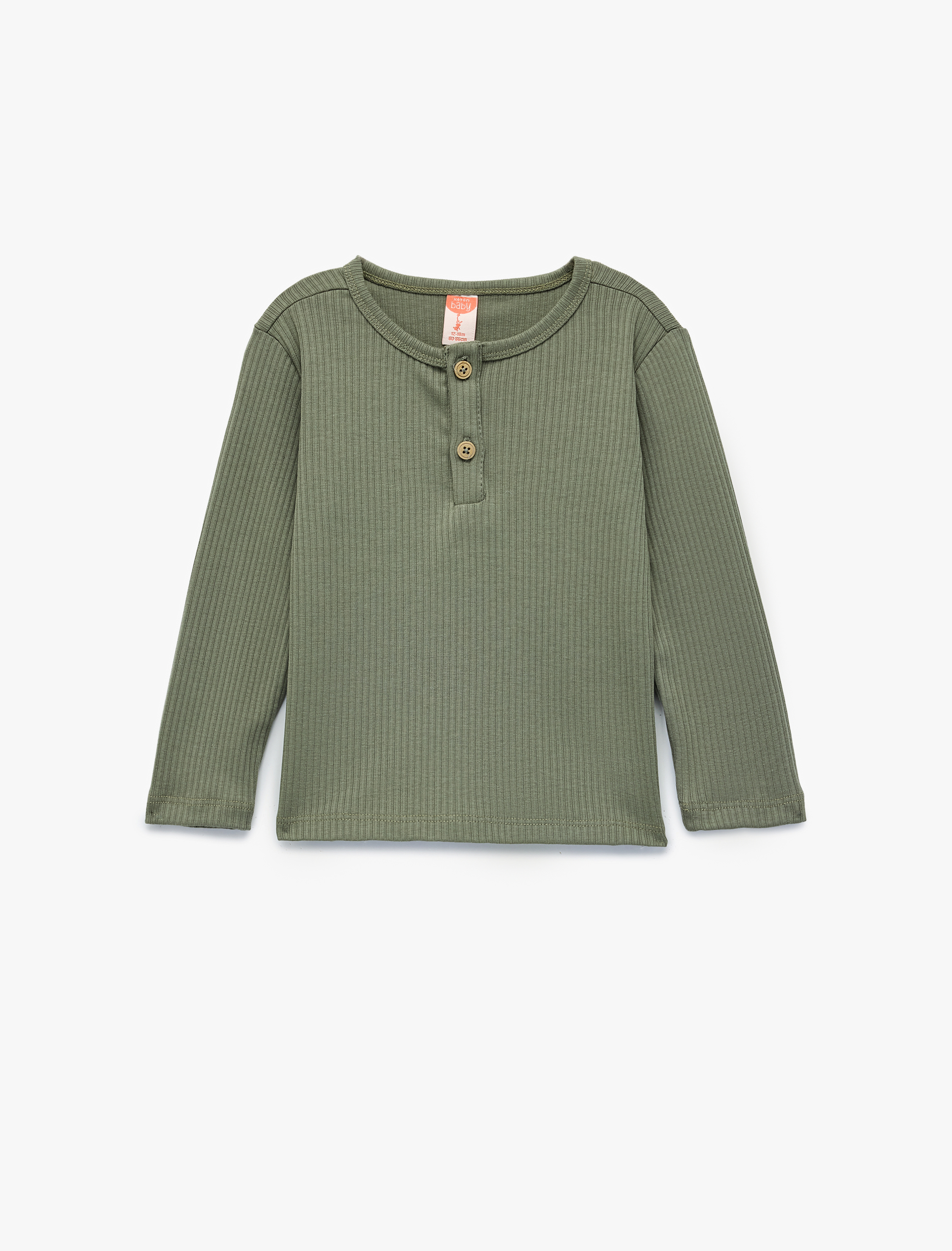  Erkek Bebek Düğmeli Uzun Kollu Bisiklet Yaka 2'li Basic Tişört Seti