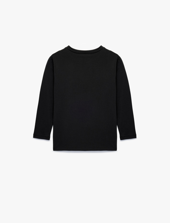 Erkek Çocuk Baskılı Uzun Kollu Bisiklet Yaka Pamuklu Tişört