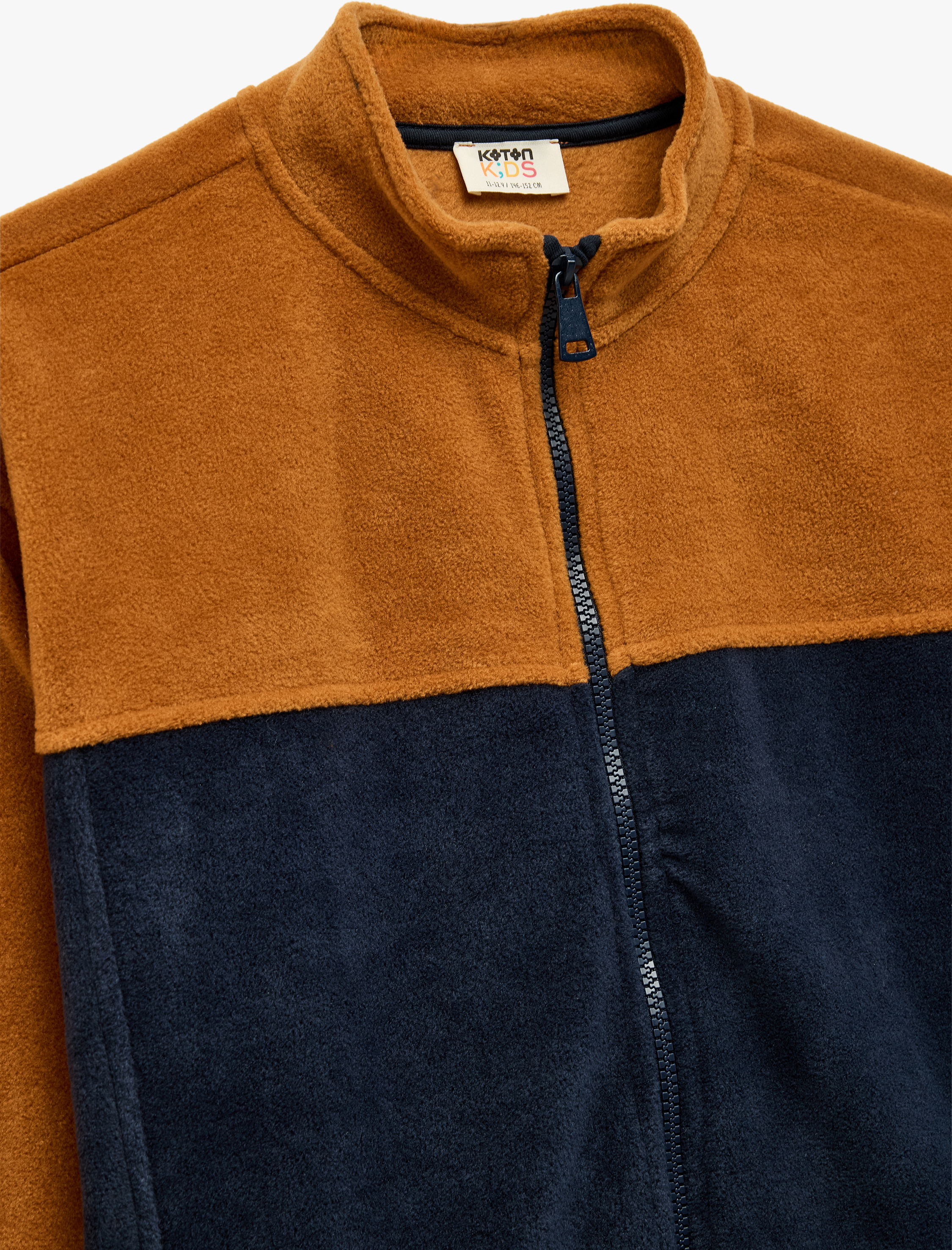  Erkek Çocuk Dik Yaka Uzun Kollu Renk Bloklu Fermuarlı Polar Sweatshirt