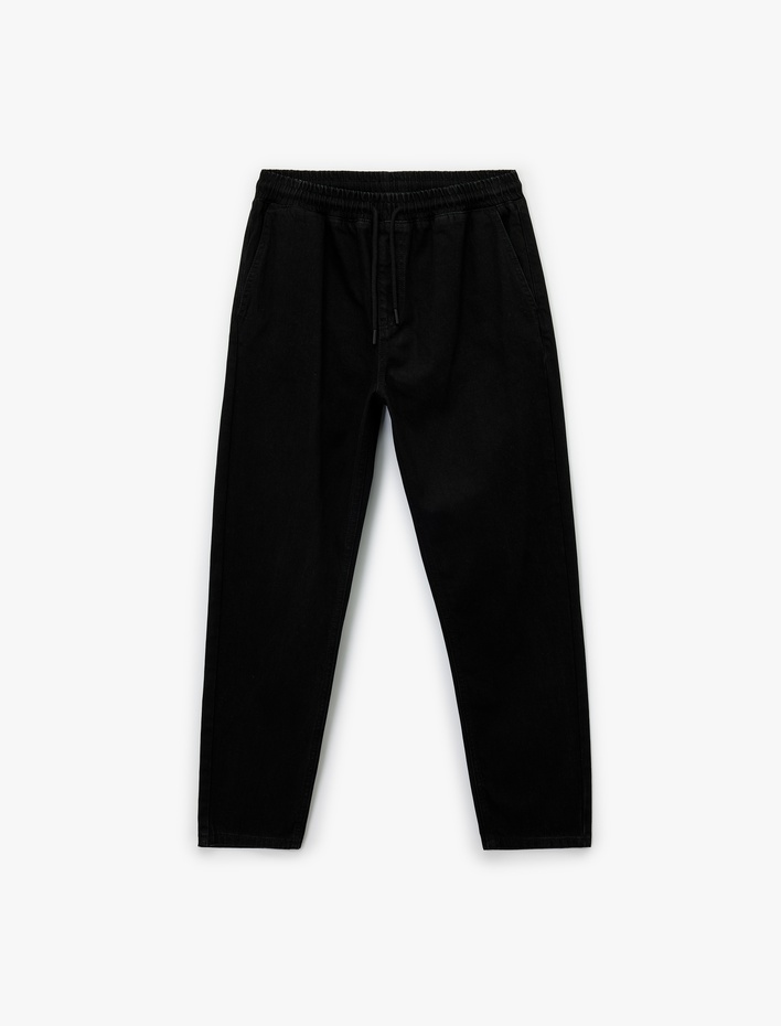  Pamuklu Cepli Regular Fit Beli Bağcıklı Jean Pantolon