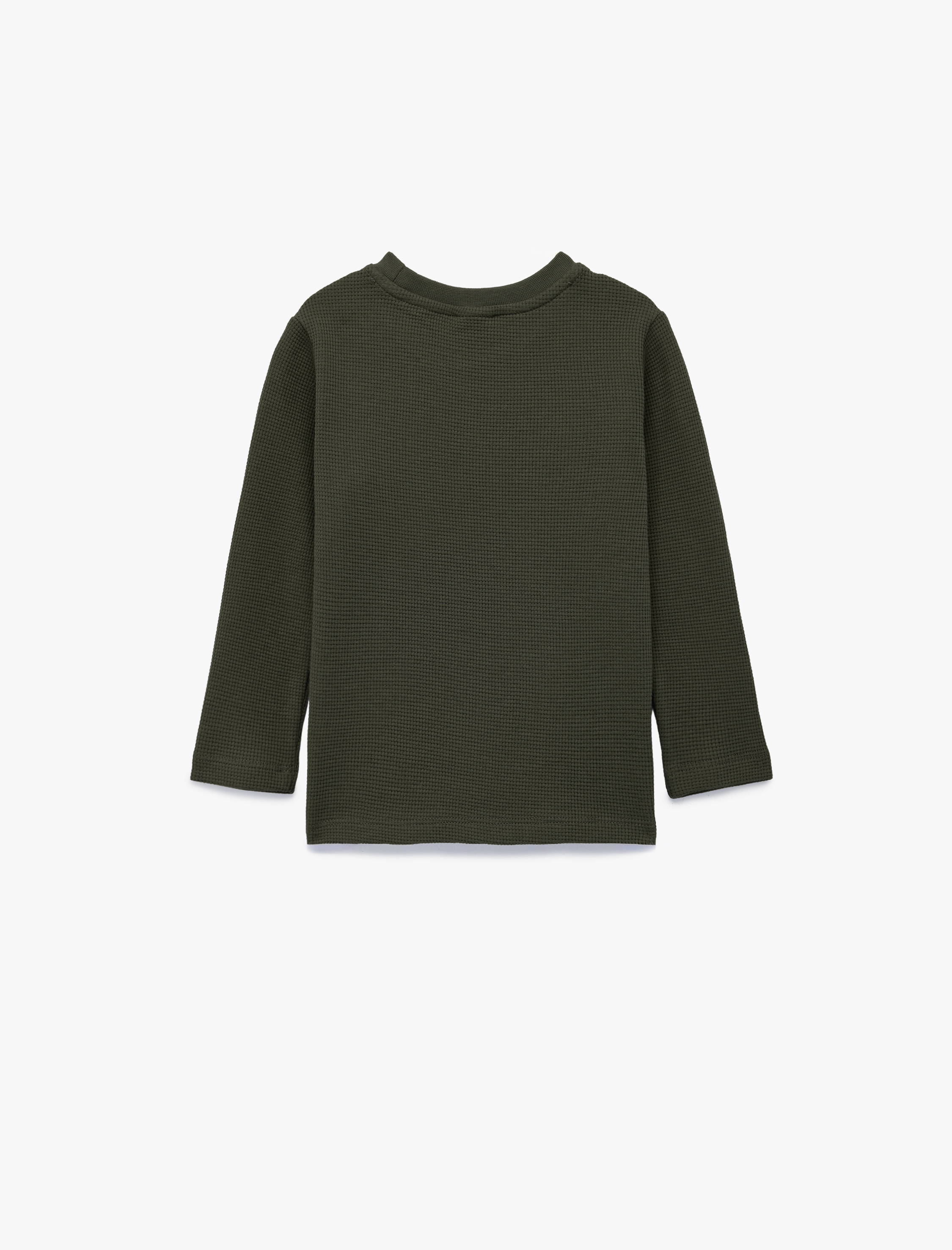  Erkek Bebek Pamuklu Uzun Kollu Bisiklet Yaka Dokulu Basic Tişört