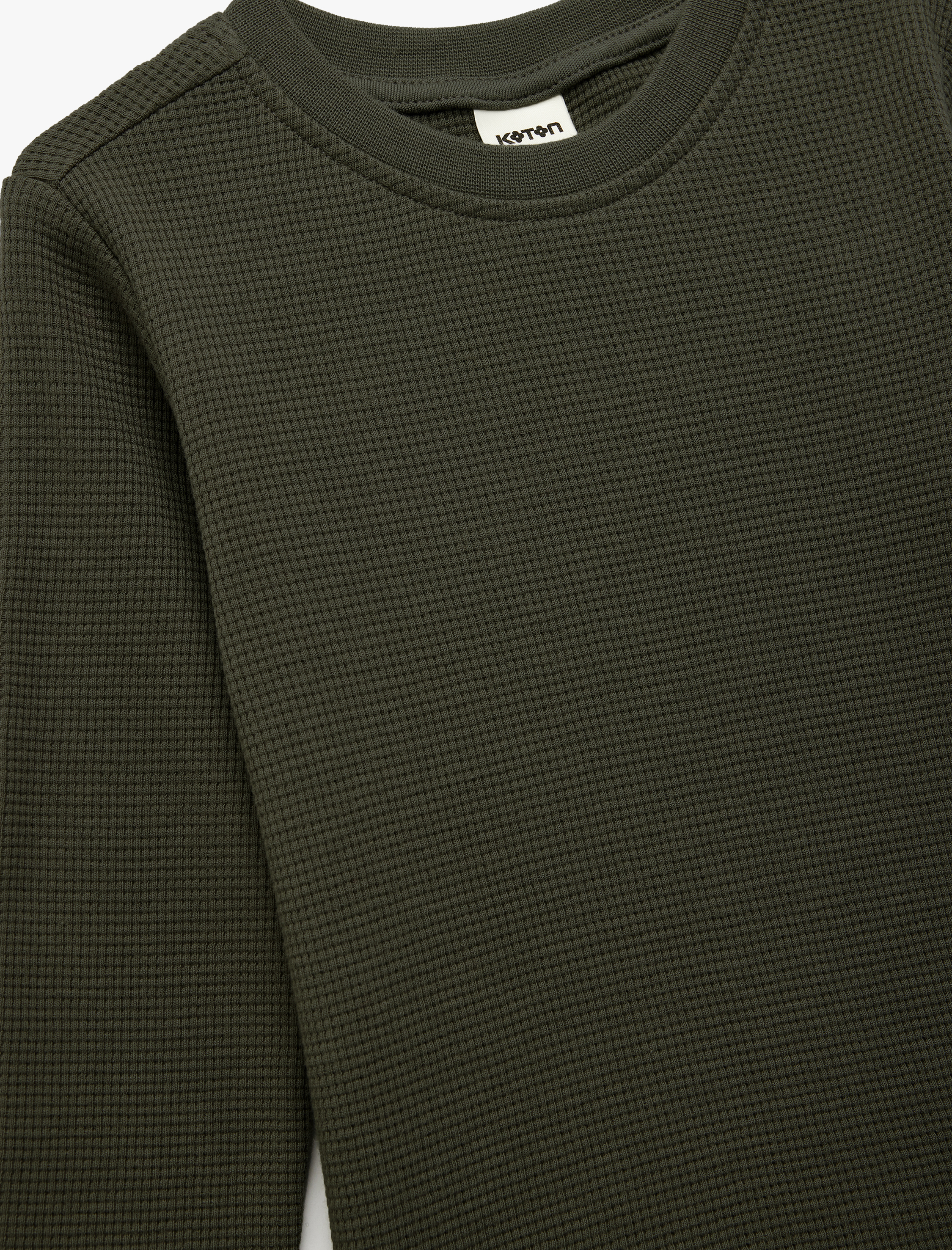  Erkek Bebek Pamuklu Uzun Kollu Bisiklet Yaka Dokulu Basic Tişört