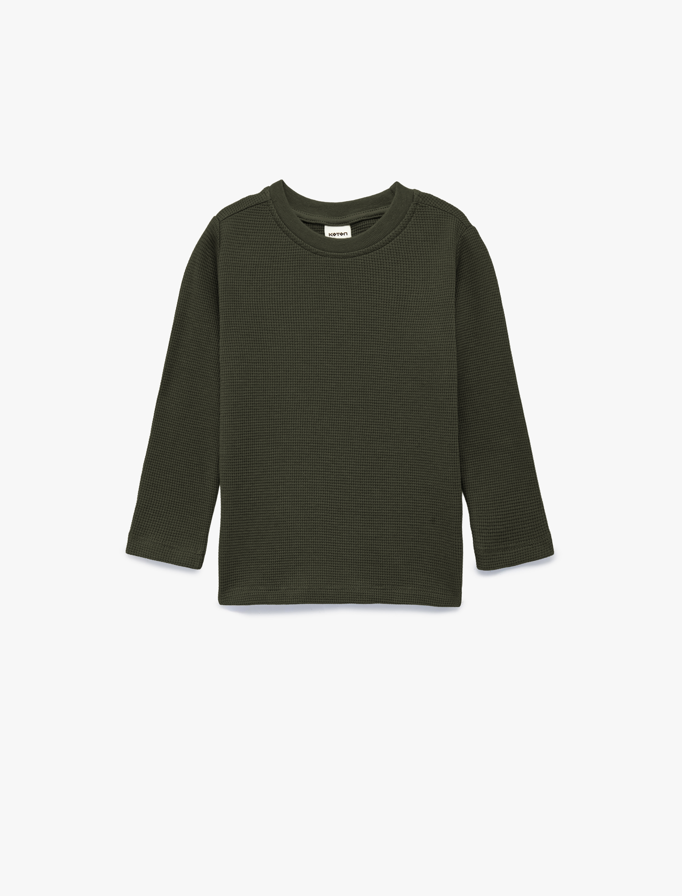  Erkek Bebek Pamuklu Uzun Kollu Bisiklet Yaka Dokulu Basic Tişört