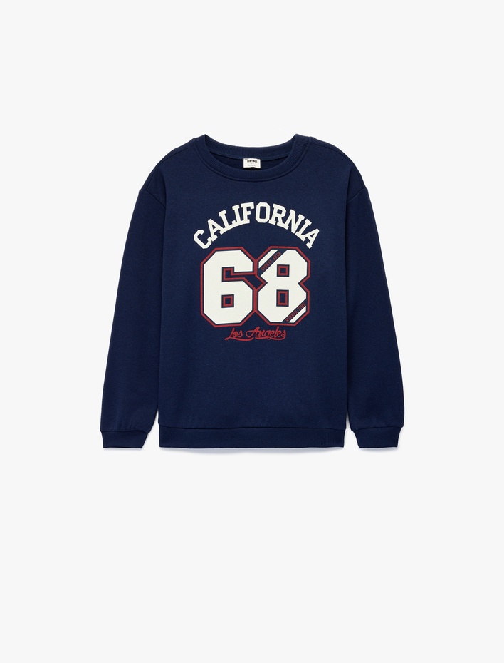 Erkek Çocuk Uzun Kollu Bisiklet Yaka Baskılı Sweatshirt