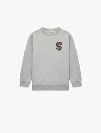 Uzun Kollu Bisiklet Yaka Baskılı Sweatshirt