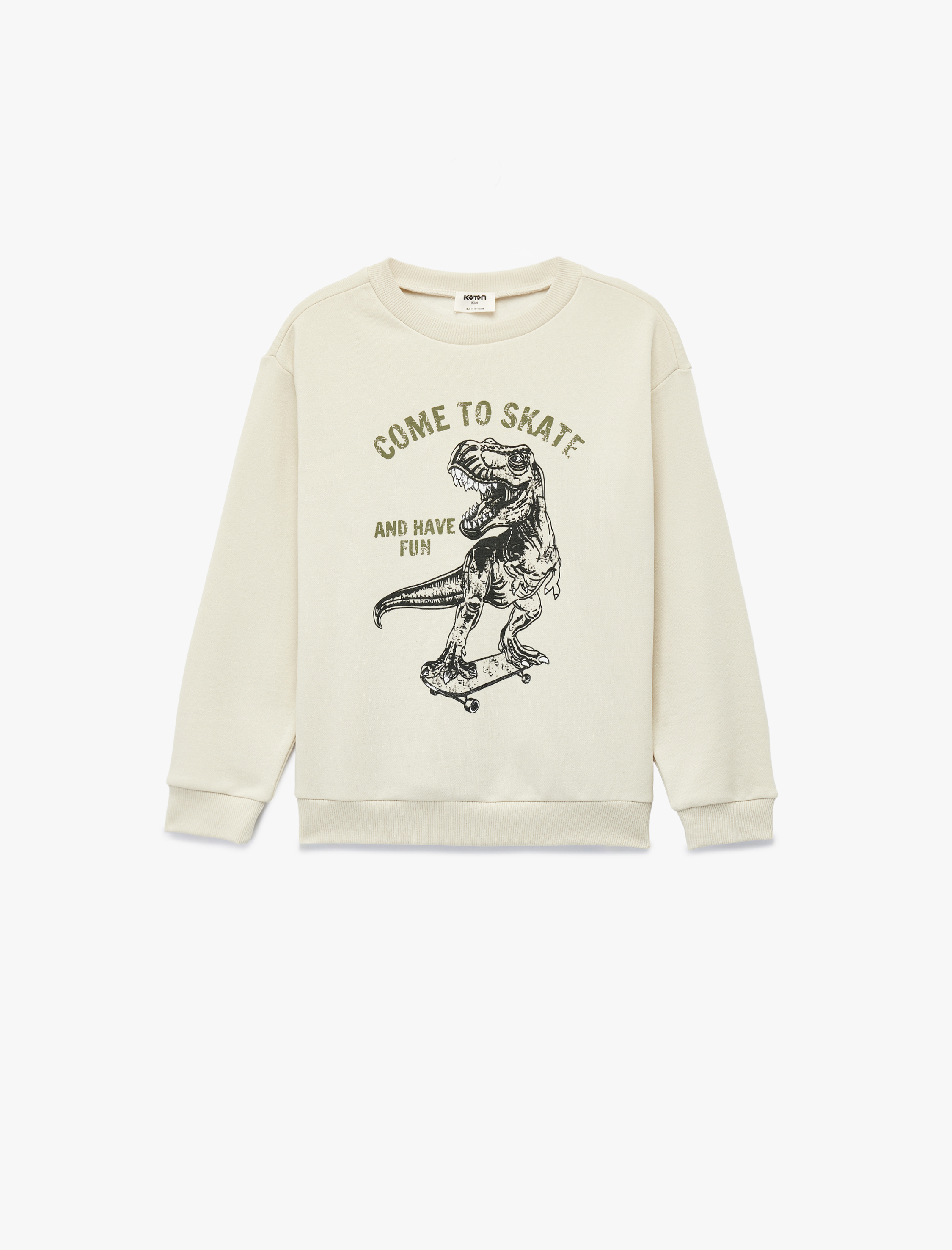  Erkek Çocuk Dinozor Baskılı Uzun Kollu Bisiklet Yaka Sweatshirt