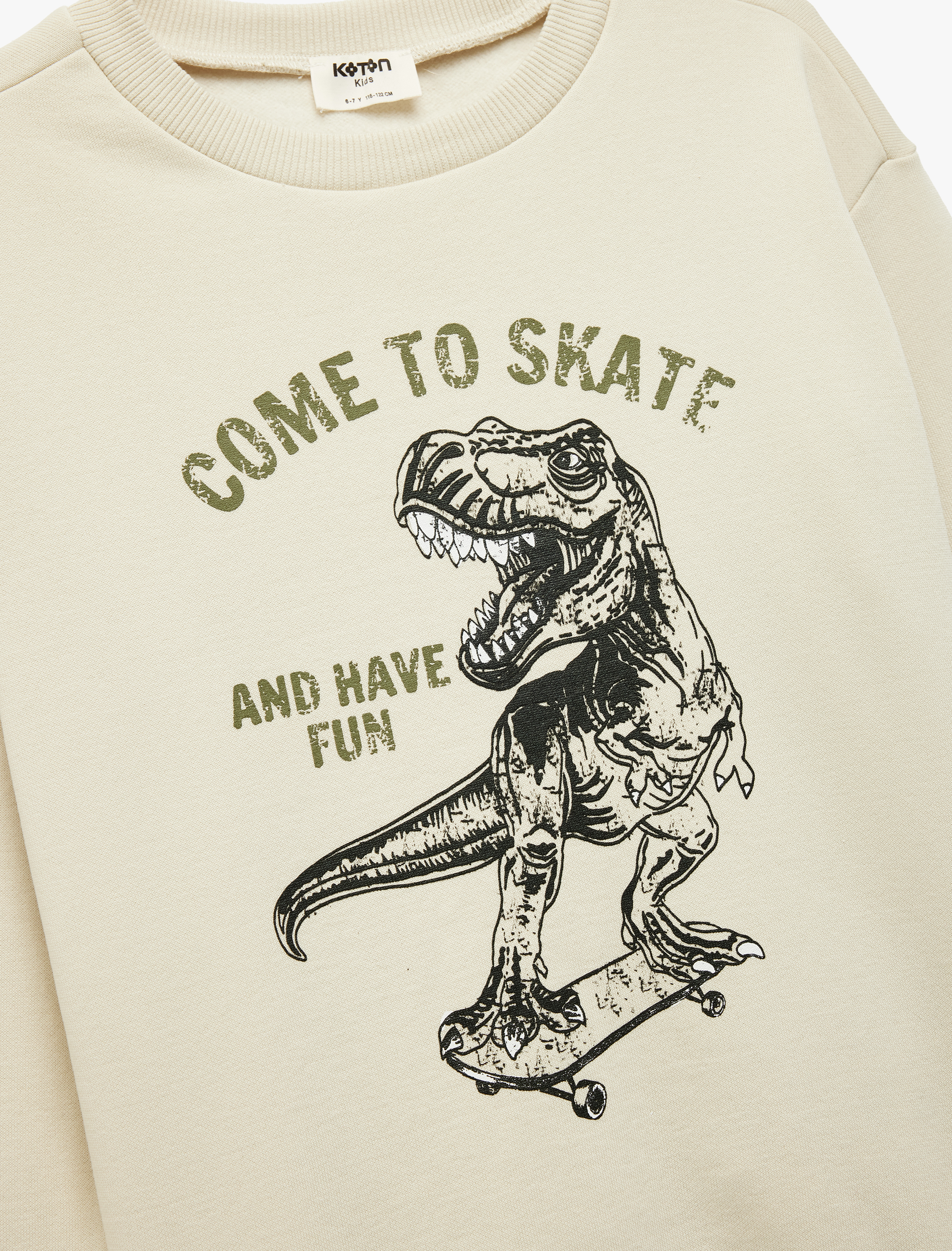  Erkek Çocuk Dinozor Baskılı Uzun Kollu Bisiklet Yaka Sweatshirt