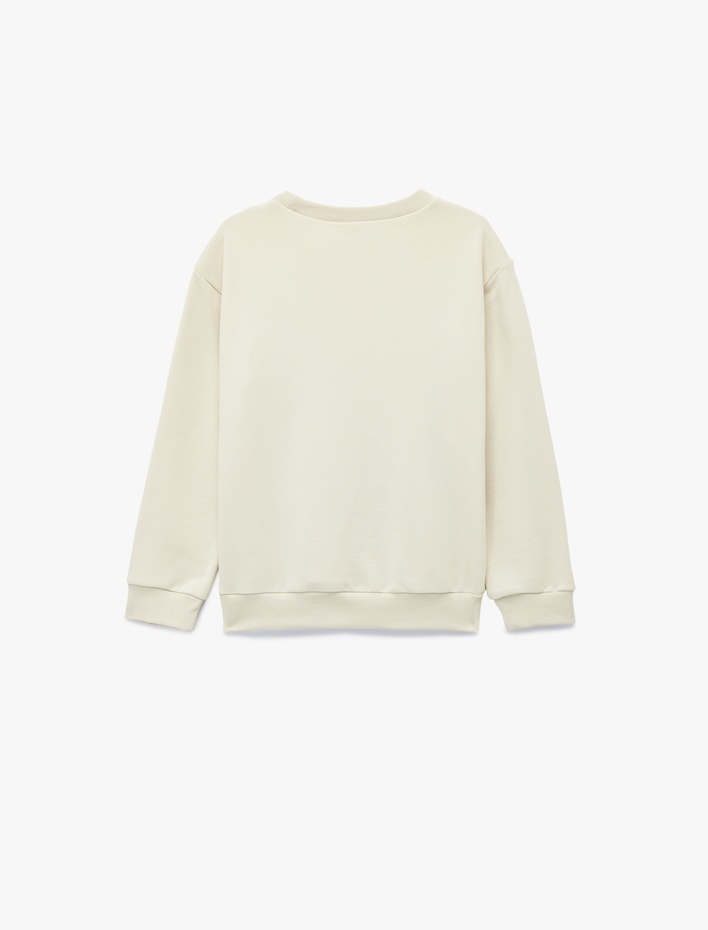 Erkek Çocuk Dinozor Baskılı Uzun Kollu Bisiklet Yaka Sweatshirt