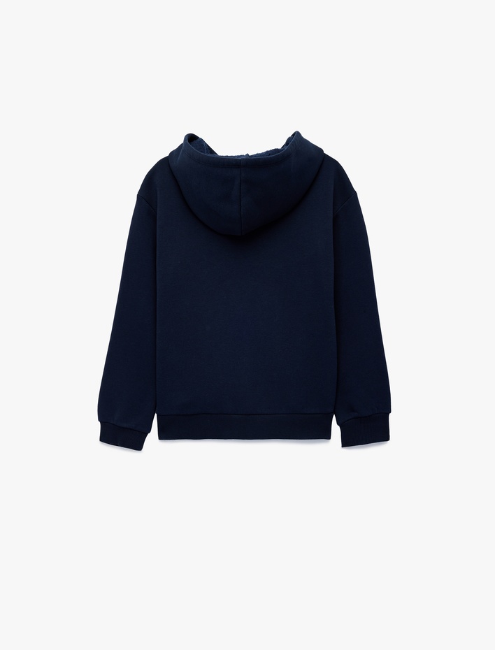 Kız Çocuk Uzun Kollu Yıldız Desenli Fermuarlı Kapşonlu Sweatshirt