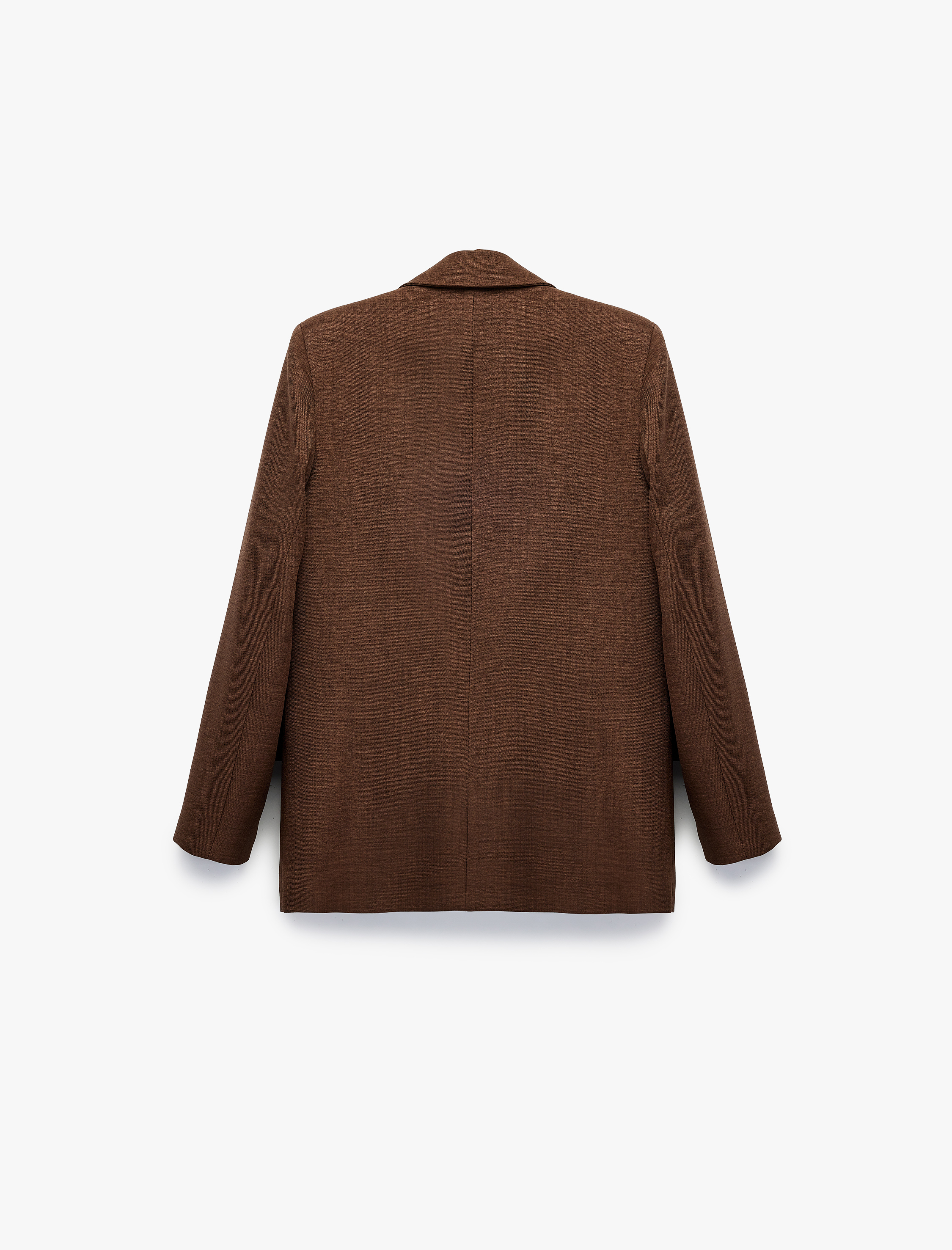 Cep Detaylı Düğmeli Uzun Kollu Kruvaze Yaka Blazer Ceket