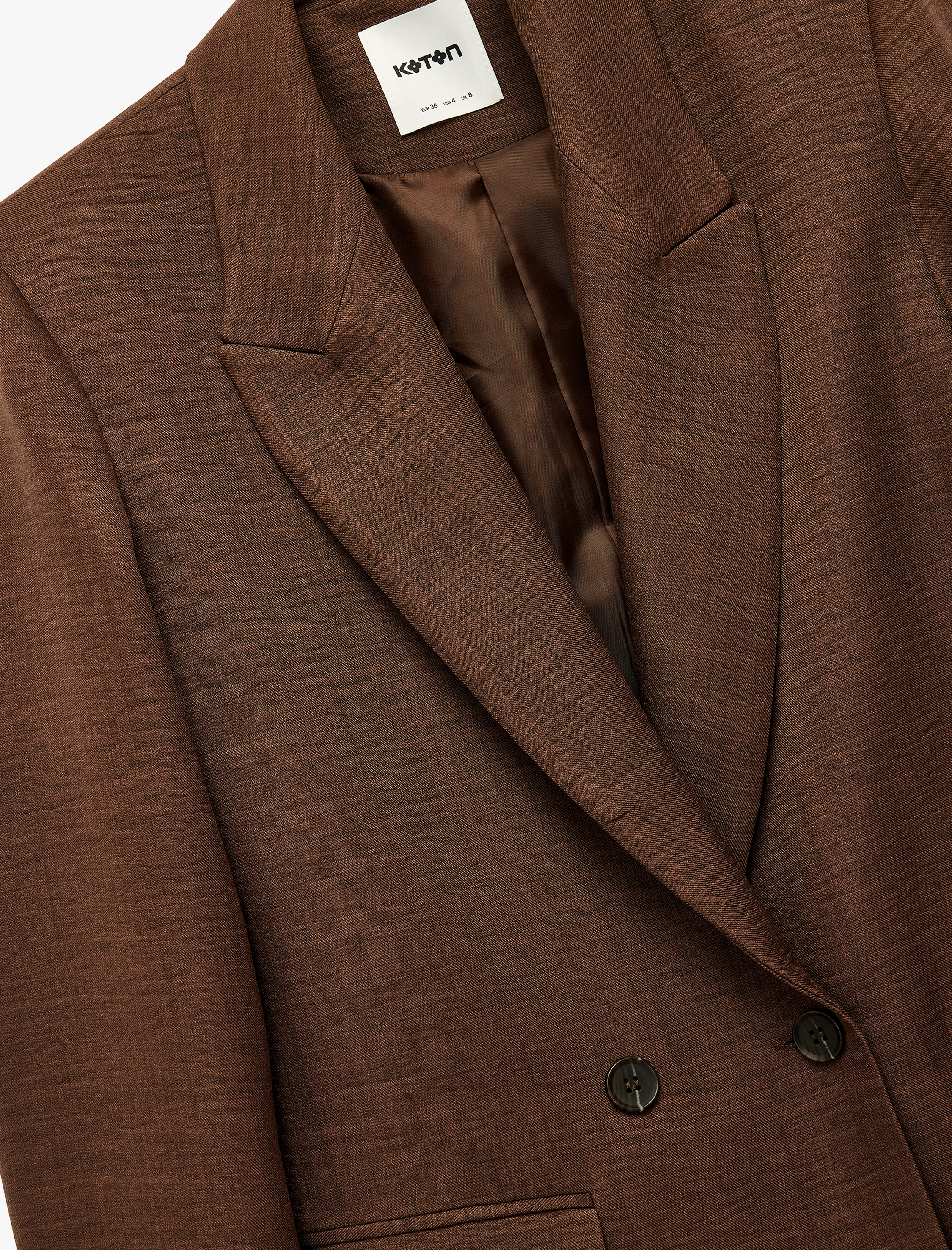 Cep Detaylı Düğmeli Uzun Kollu Kruvaze Yaka Blazer Ceket