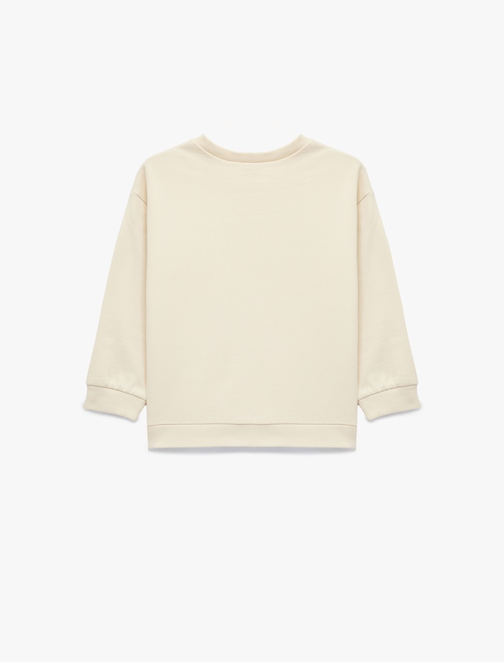 Kız Bebek Uzun Kollu Bisiklet Yaka Pamuklu Baskılı Sweatshirt