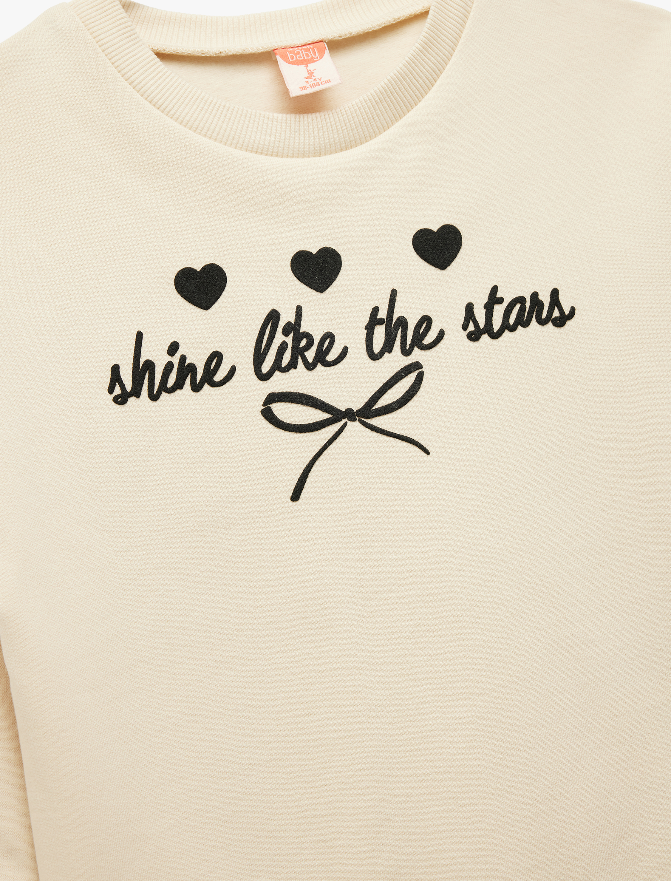  Kız Bebek Uzun Kollu Bisiklet Yaka Pamuklu Baskılı Sweatshirt