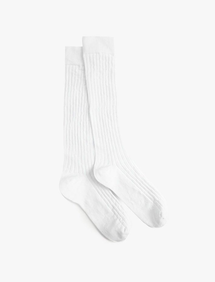 Kadın Pamuklu Dokulu Diz Altı Çorap