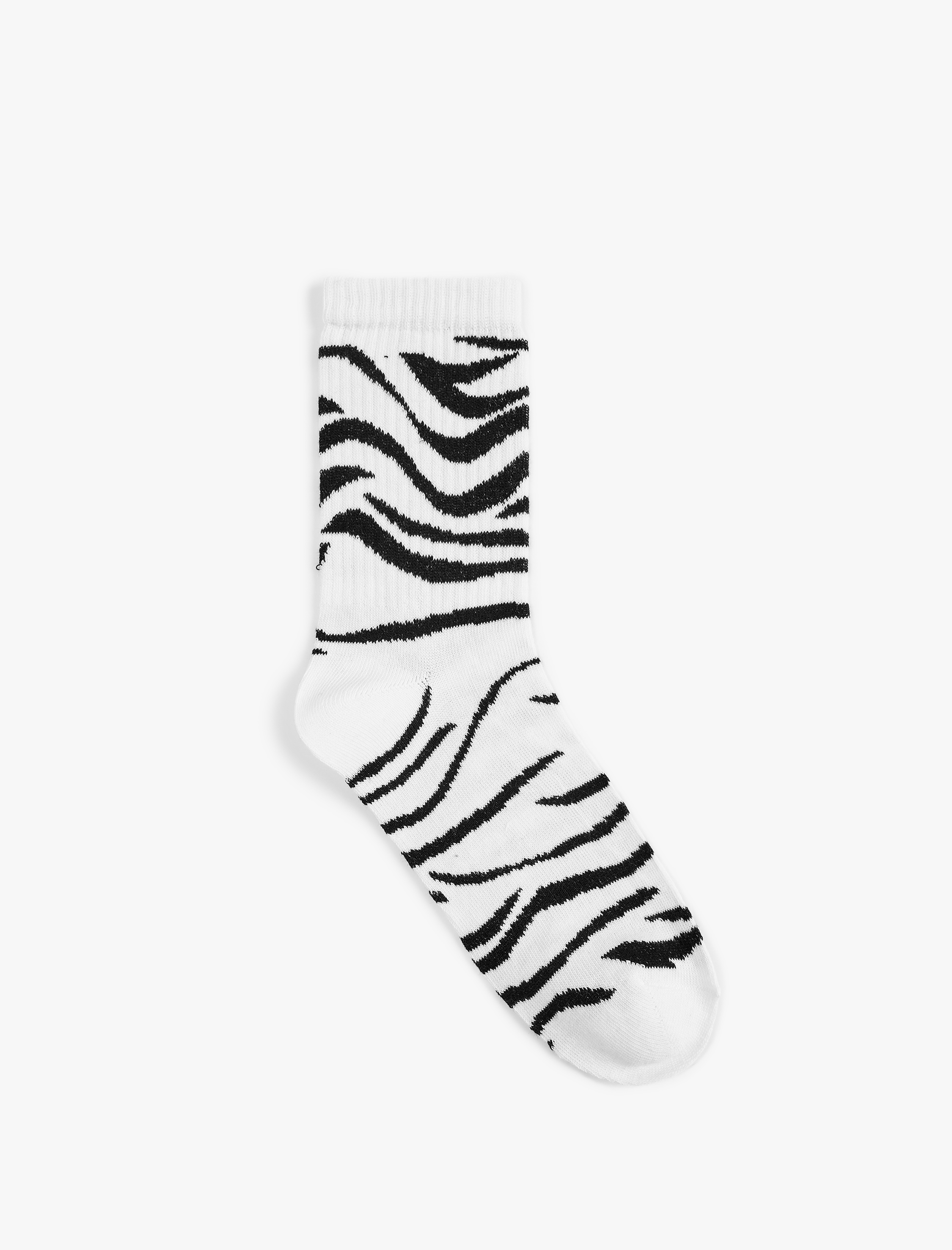  Kadın Pamuklu Zebra Desenli Tenis Çorabı