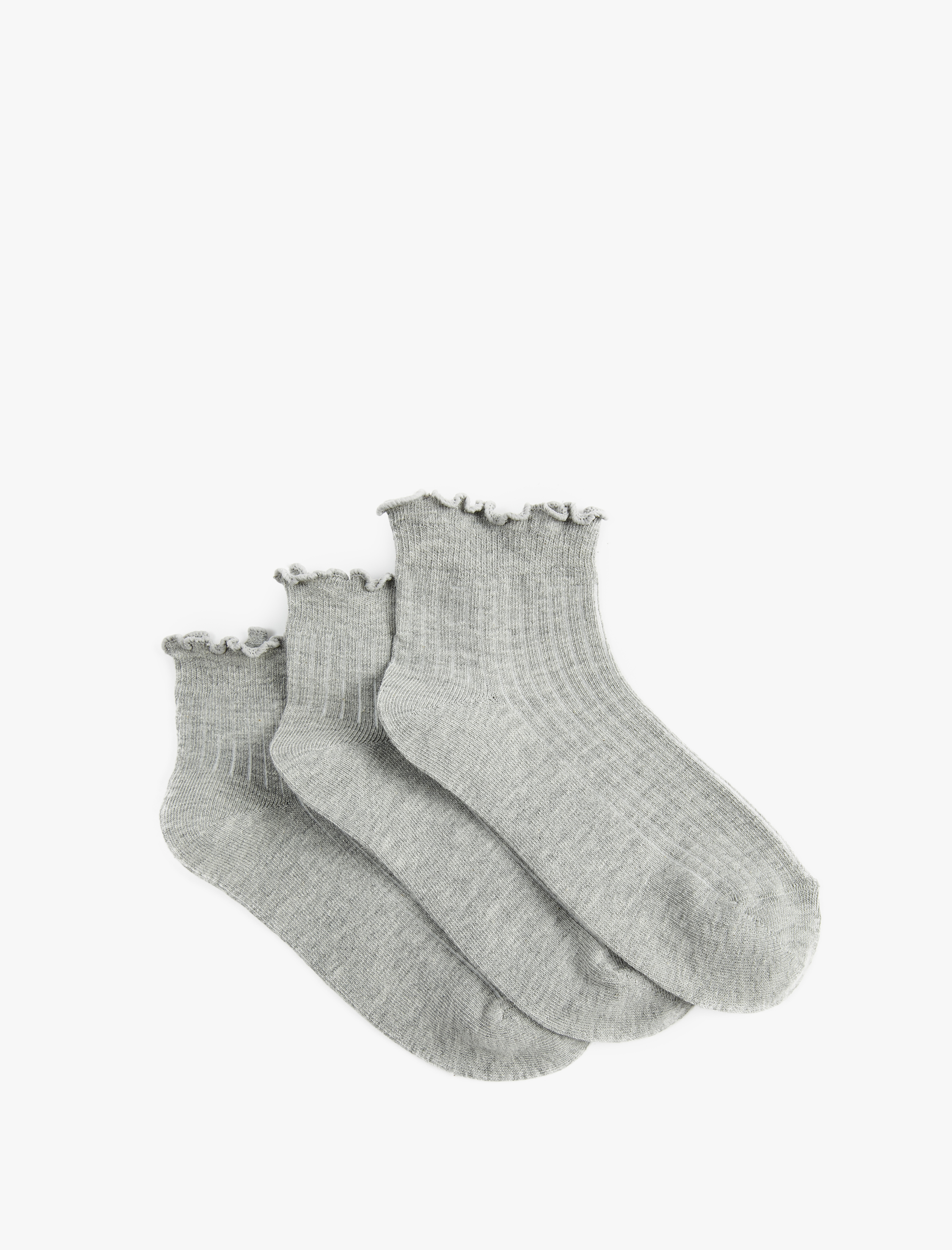  Kadın Fırfırlı 3'lü Patik Çorap Seti