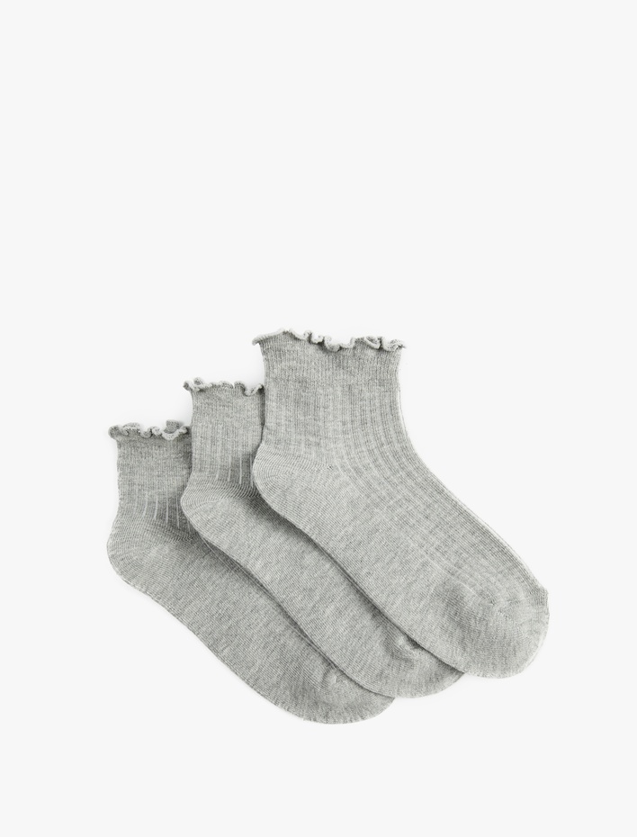 Kadın Fırfırlı 3'lü Patik Çorap Seti