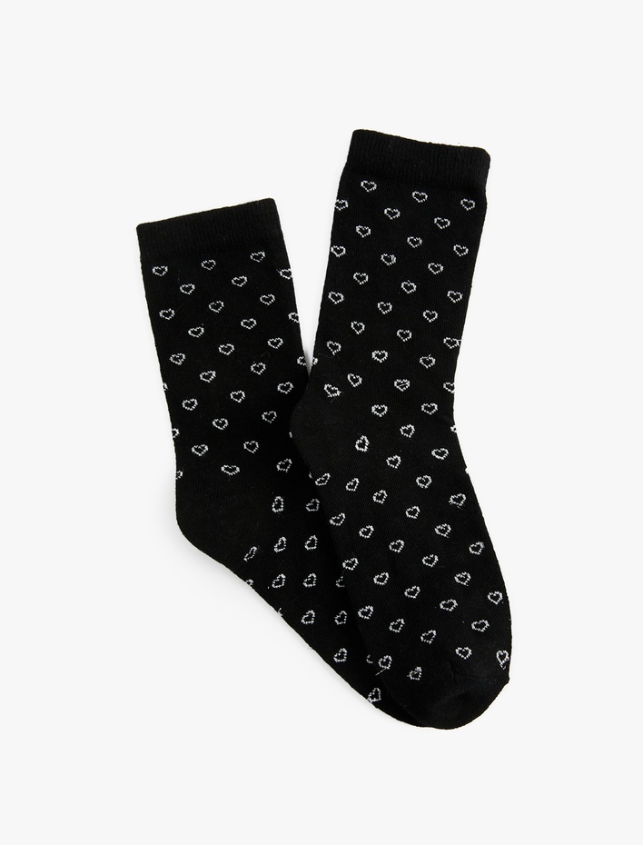 Kadın Pamuklu Kalpli Soket Çorap