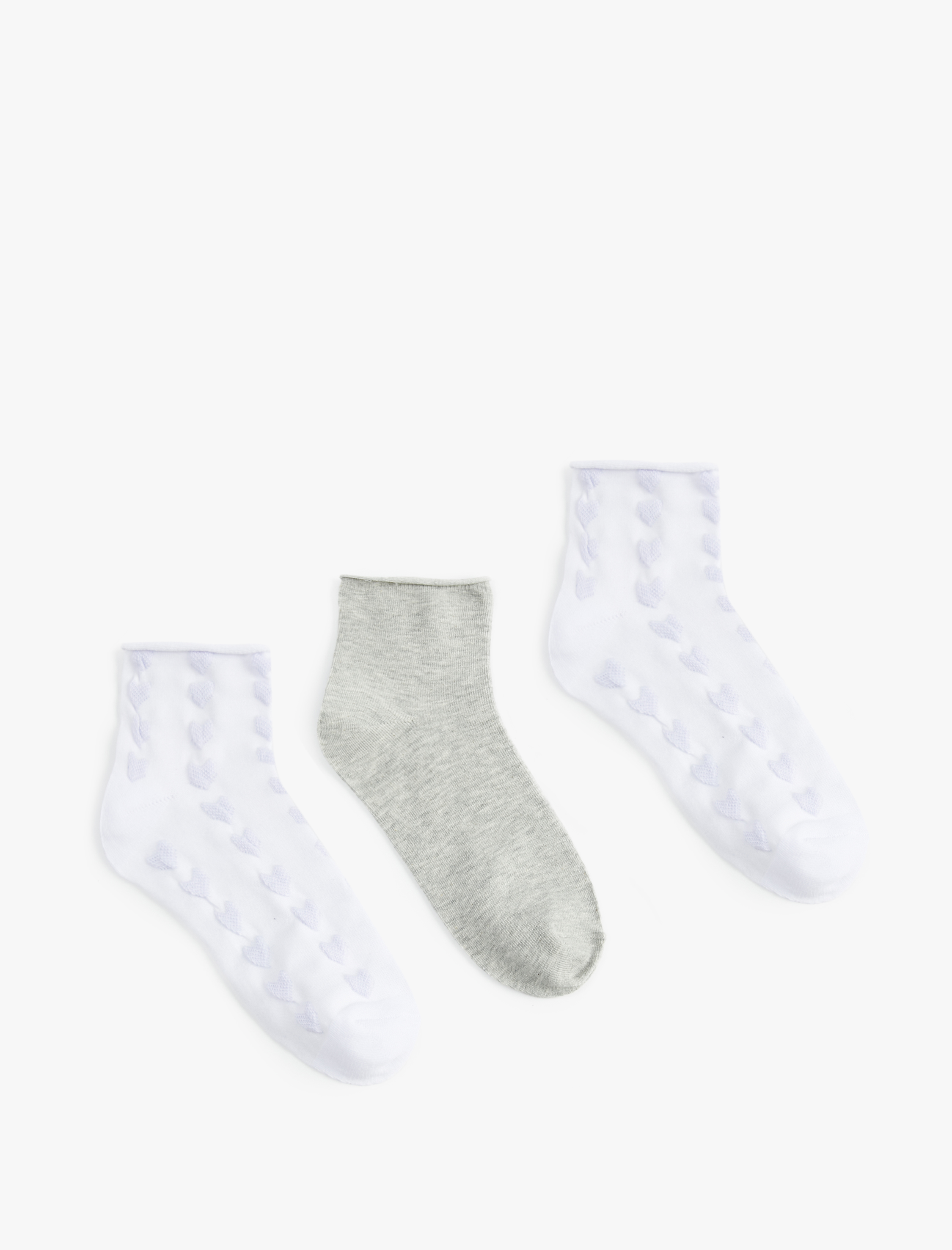 Kadın Pamuklu Kalpli 3'lü Patik Çorap Seti