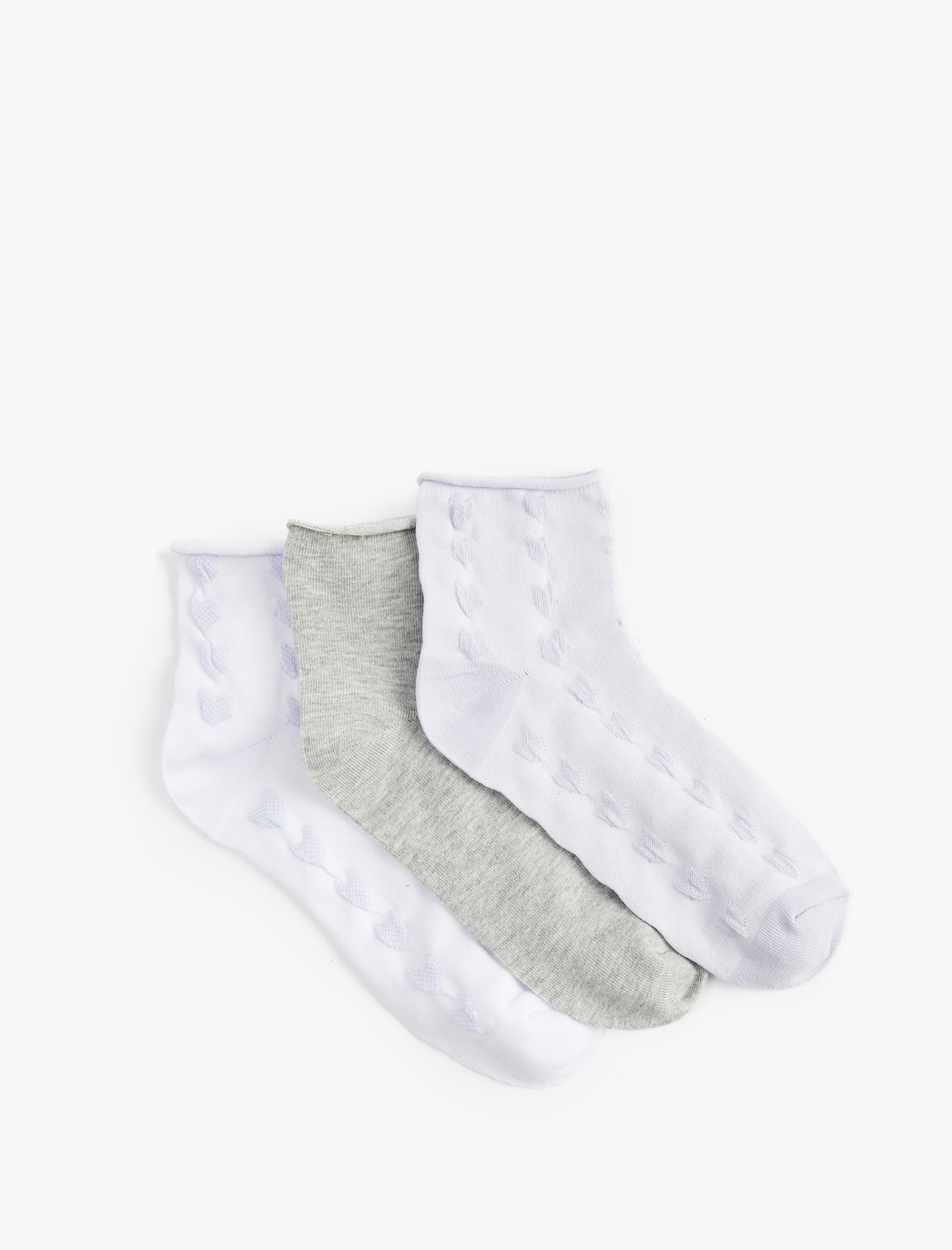 Kadın Pamuklu Kalpli 3'lü Patik Çorap Seti