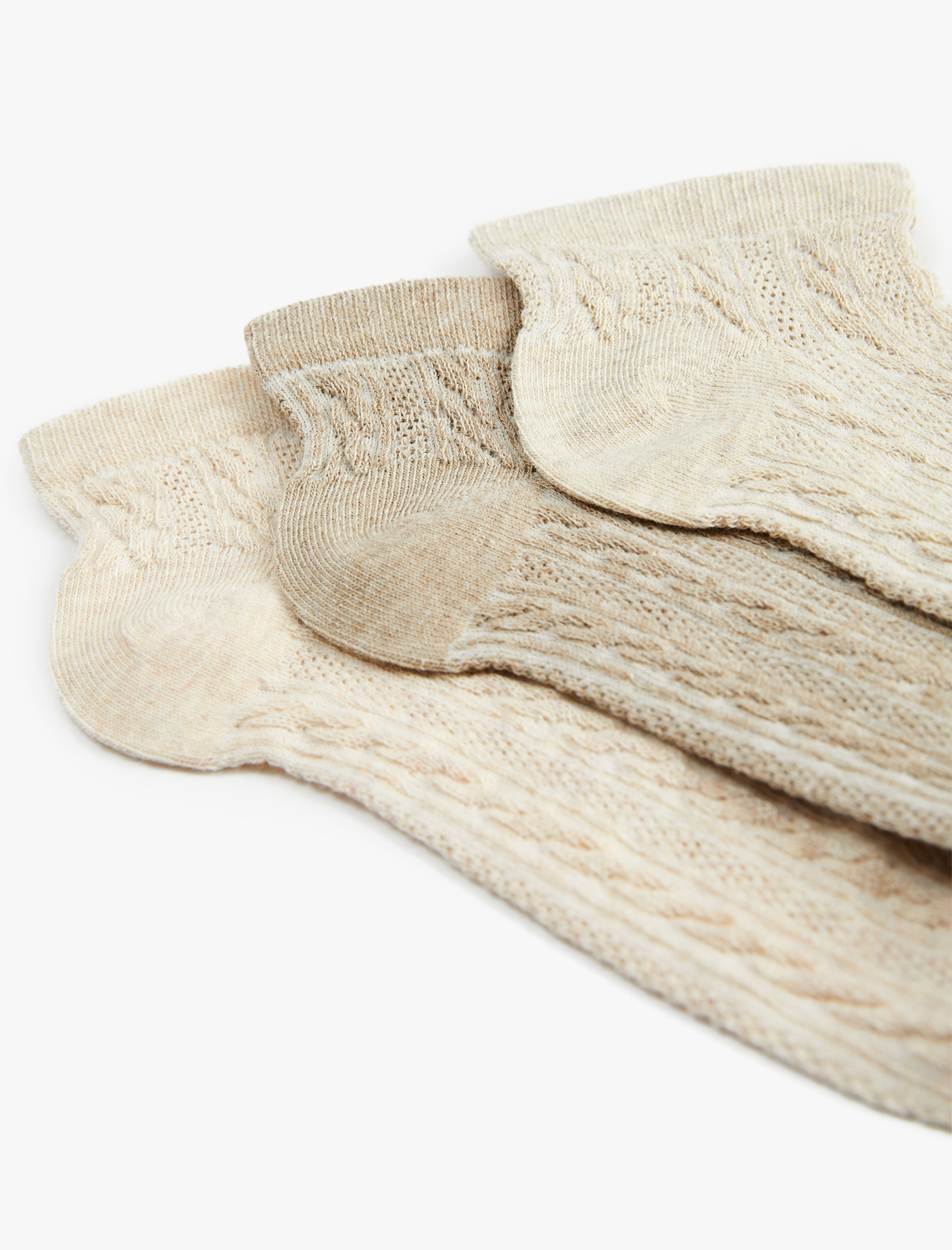 Kadın Dokulu 3'lü Patik Çorap Seti