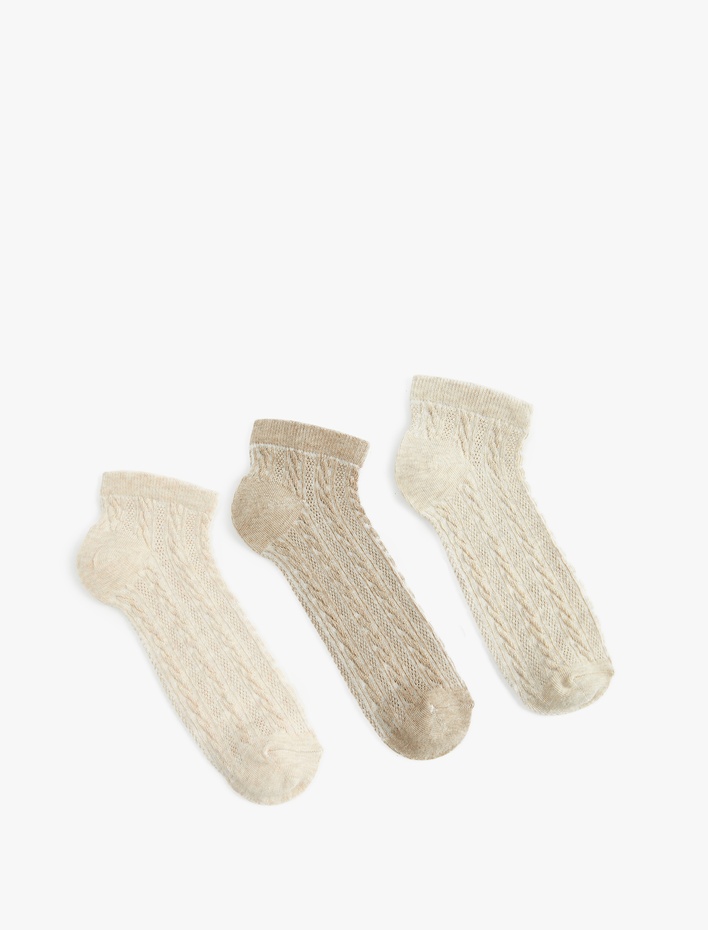 Kadın Dokulu 3'lü Patik Çorap Seti