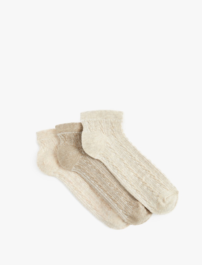 Kadın Dokulu 3'lü Patik Çorap Seti