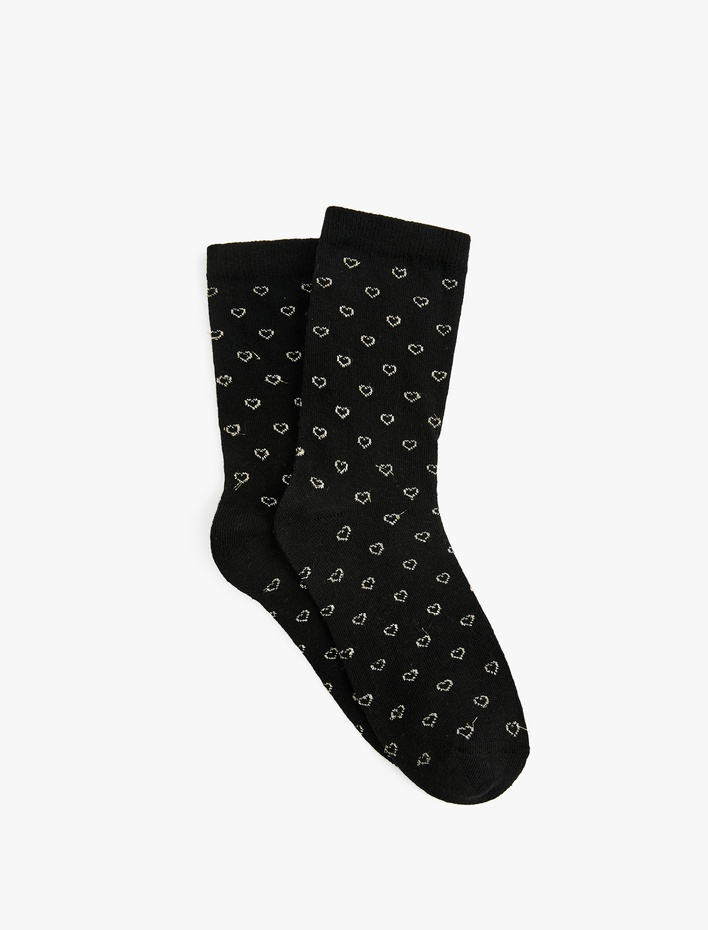 Kadın Pamuklu Kalpli Soket Çorap