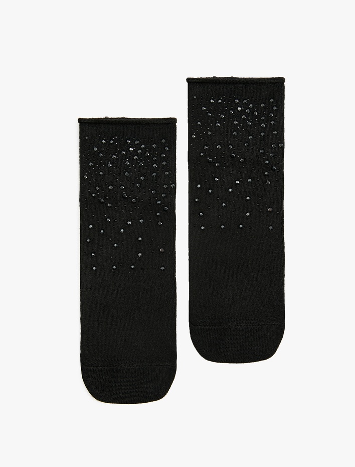 Kadın Viskon Taşlı Soket Çorap