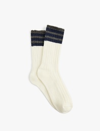 Pamuklu Çizgili Soket Çorap