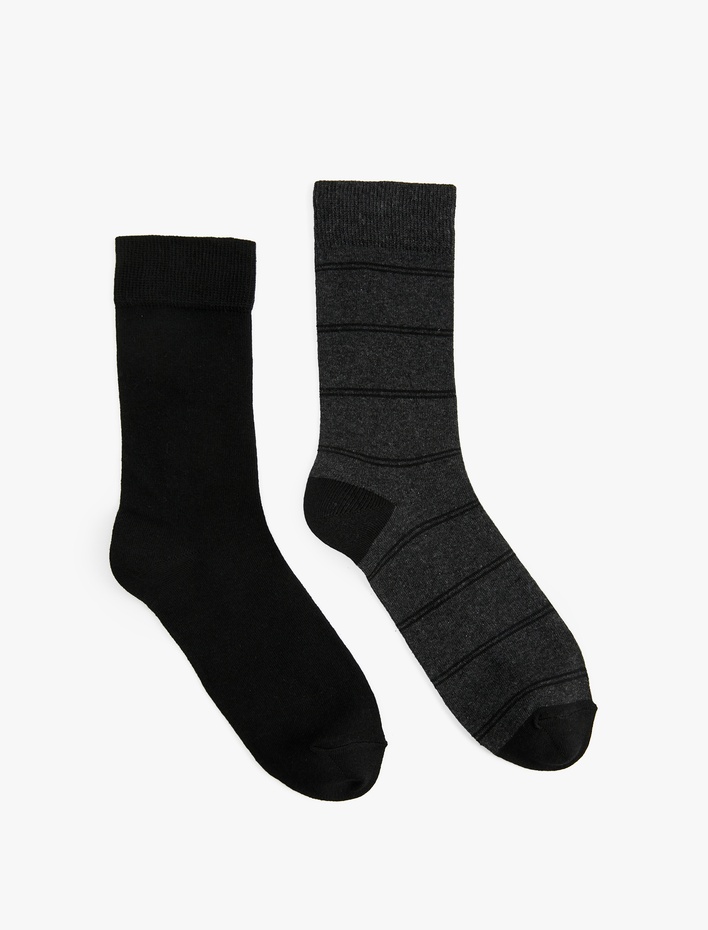 Erkek Çizgili 2'li Soket Çorap Seti