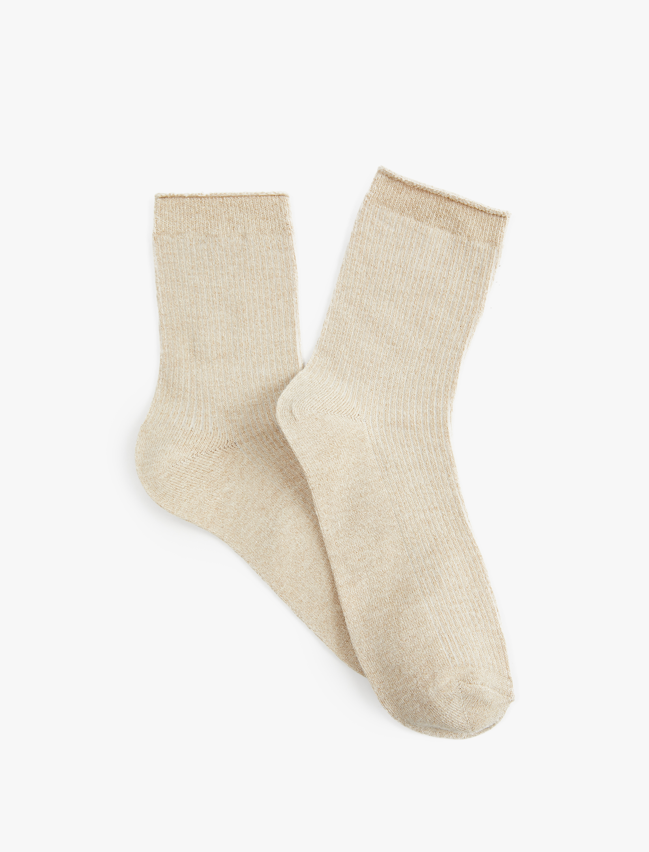  Kadın Dokulu Parlak Detaylı Pamuklu Soket Çorap