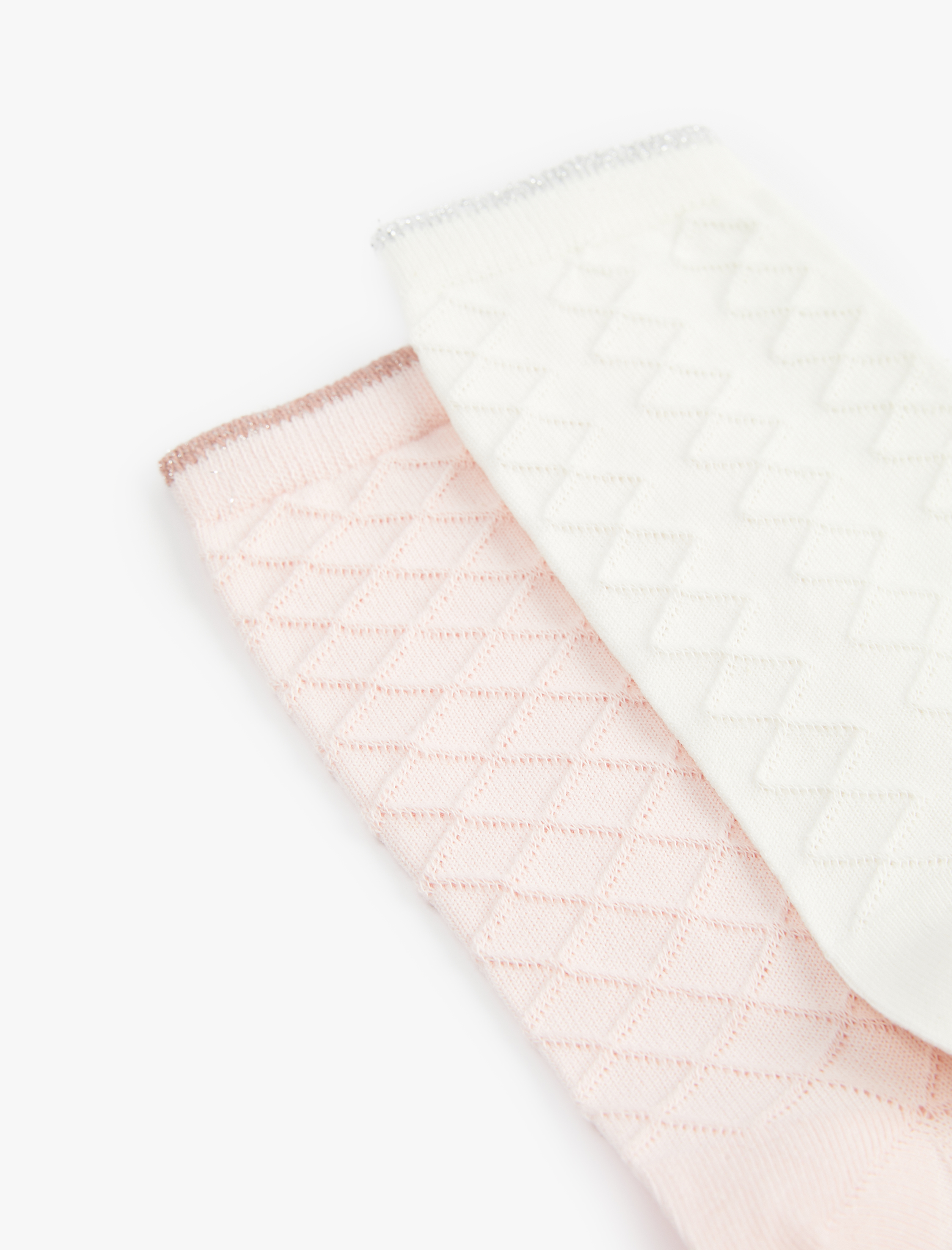  Kadın Dokulu Pamuklu Çizgili 2'li Soket Çorap Seti