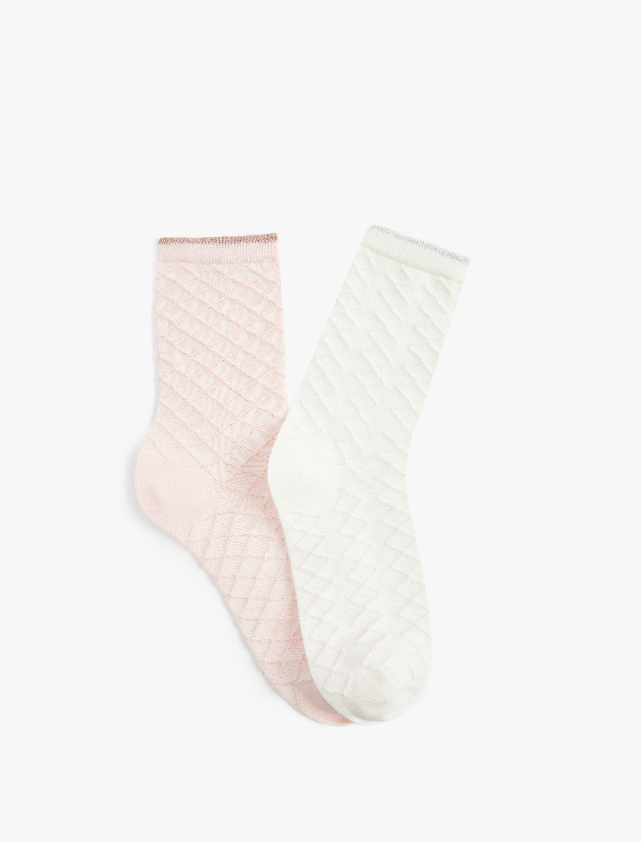  Kadın Dokulu Pamuklu Çizgili 2'li Soket Çorap Seti