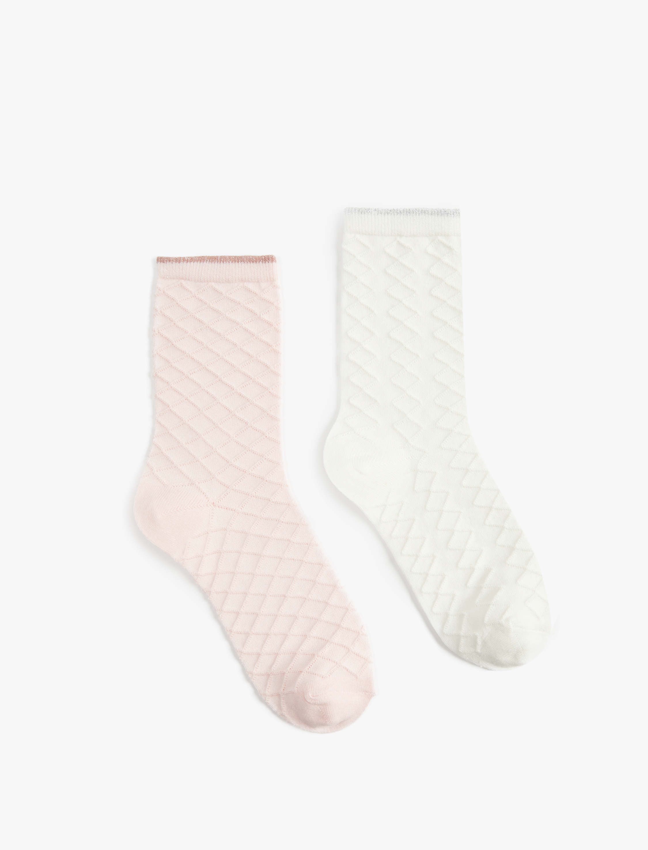  Kadın Dokulu Pamuklu Çizgili 2'li Soket Çorap Seti