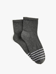 Çizgili Pamuklu Soket Çorap