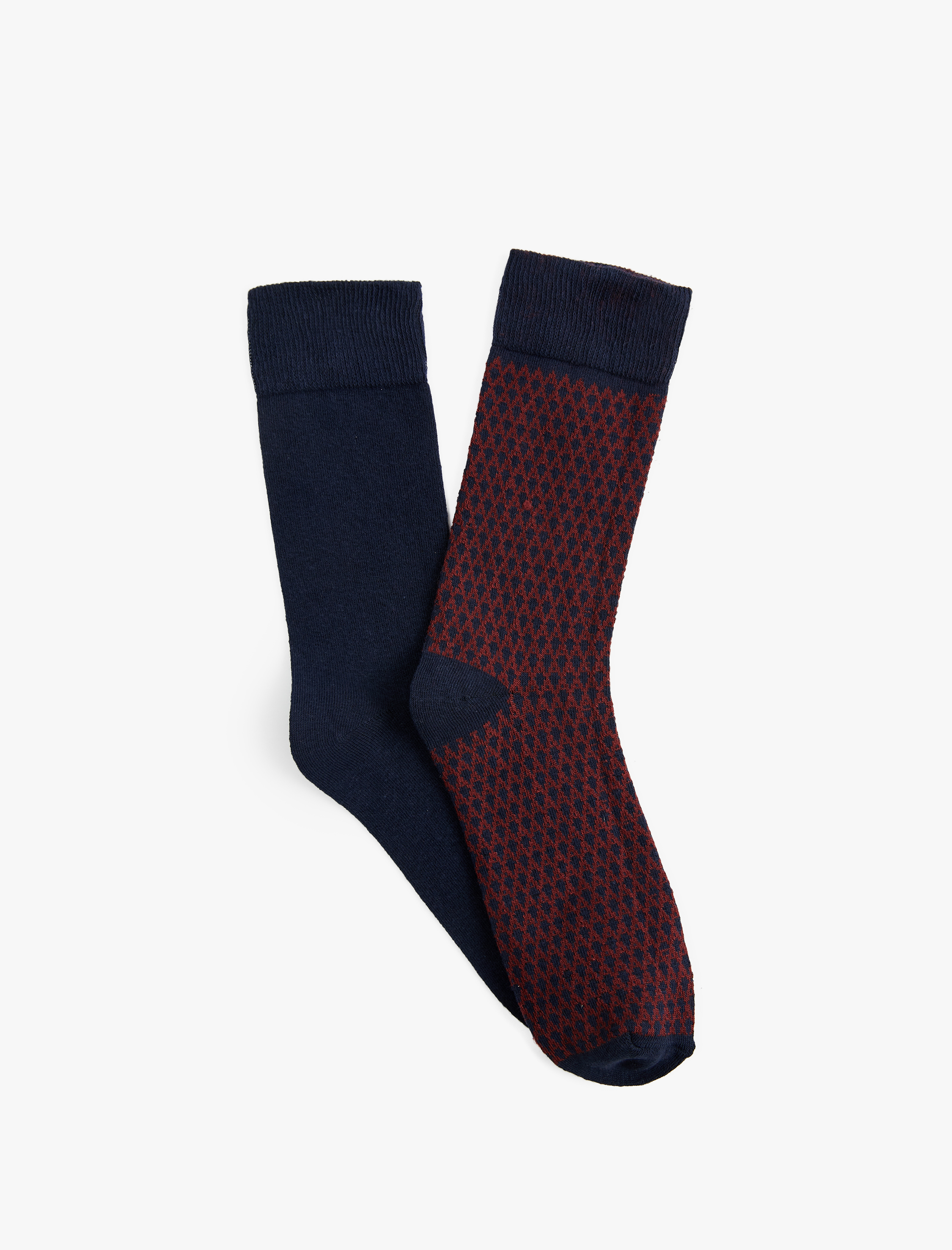  Erkek Pamuklu Geometrik Desenli 2'li Soket Çorap Seti