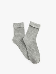 Çizgili Pamuklu Soket Çorap