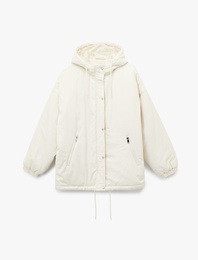 Fermuarlı Uzun Kollu Su İtici Kapüşonlu Anorak Şişme Spor Mont