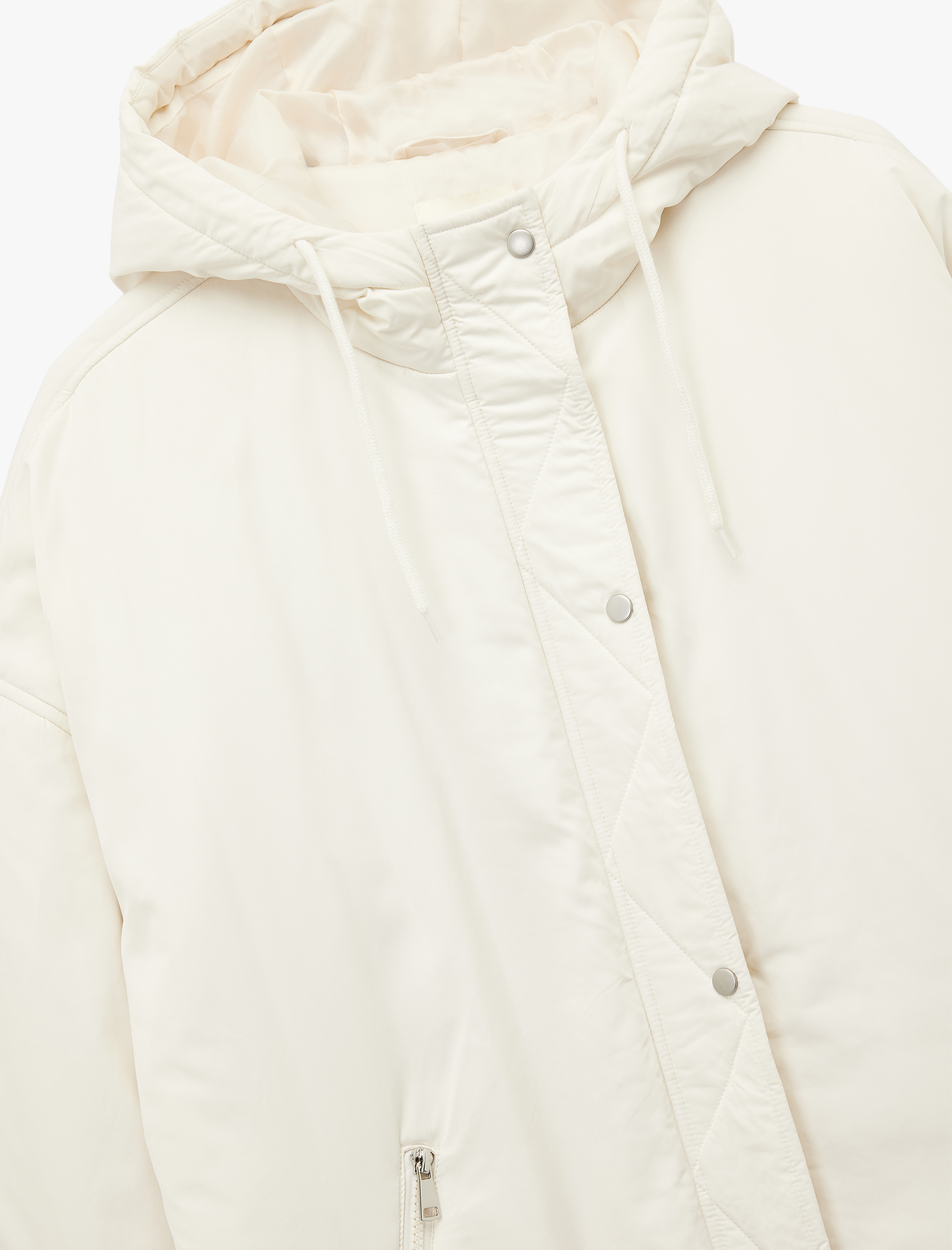 Fermuarlı Uzun Kollu Su İtici Kapüşonlu Anorak Şişme Spor Mont