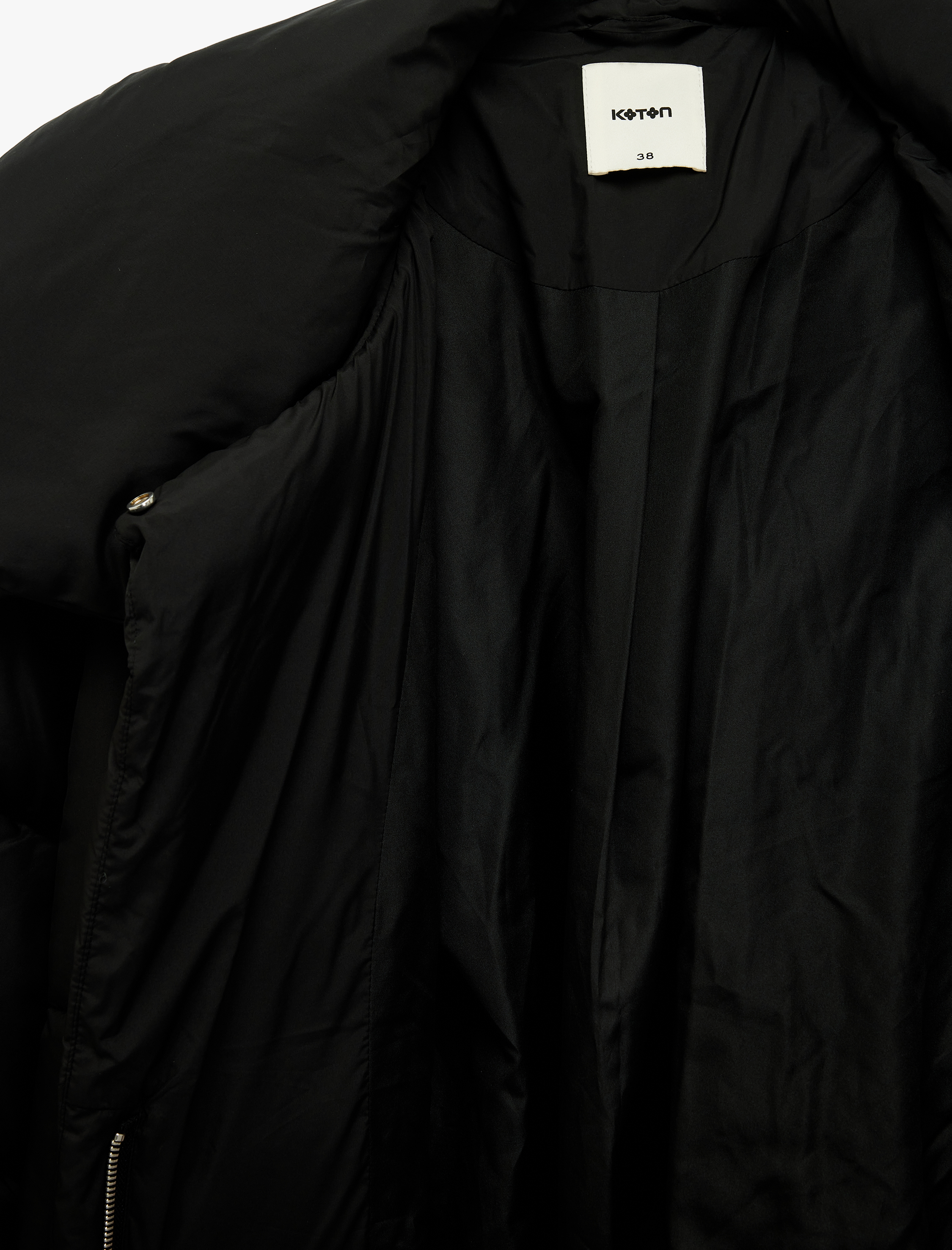   Uzun Kollu Cepli Fermuarlı Şal Yaka Kemerli Su İtici Anorak Şişme Mont