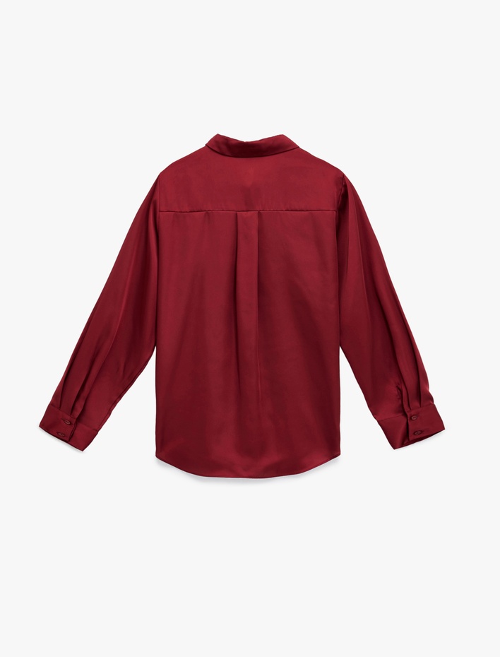  Regular Fit Uzun Kollu Klasik Yaka Saten Gömlek