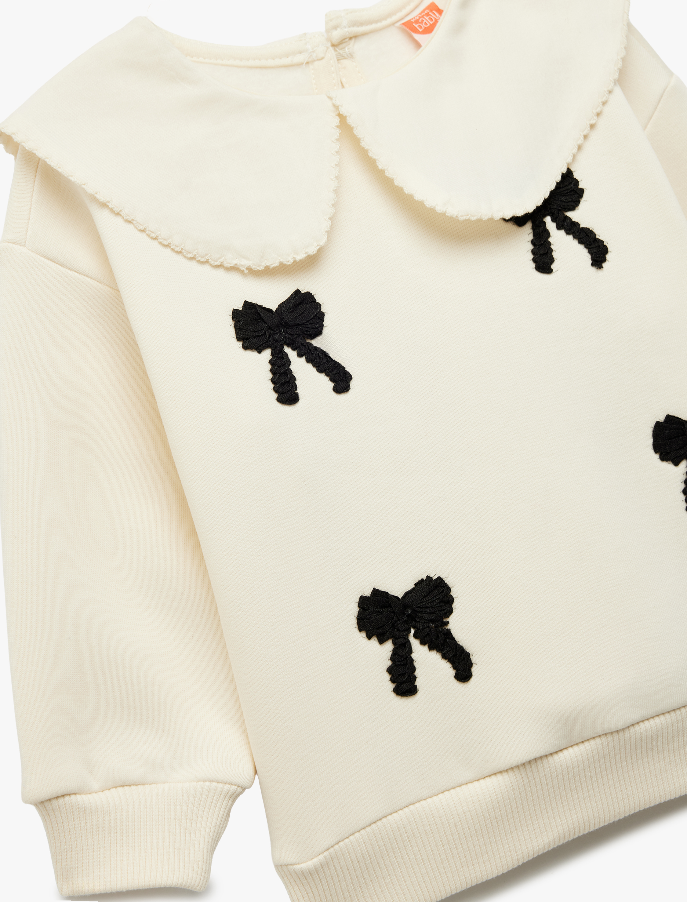 Kız Bebek Fiyonk Detaylı Uzun Kollu Bebe Yaka Sweatshirt