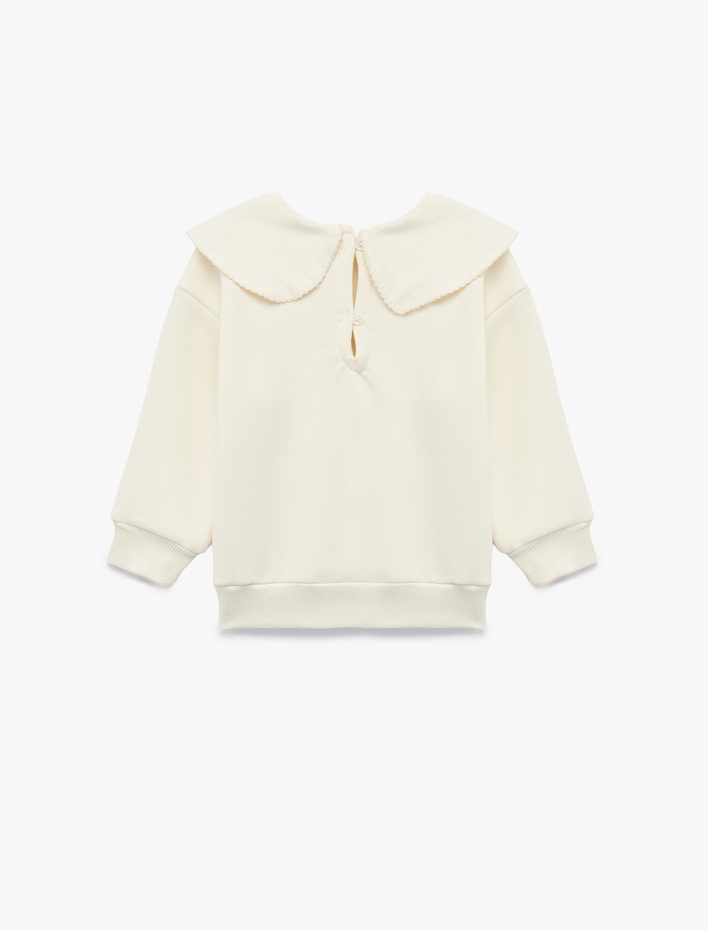 Kız Bebek Fiyonk Detaylı Uzun Kollu Bebe Yaka Sweatshirt
