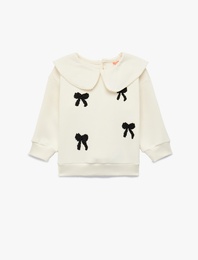 Fiyonk Detaylı Uzun Kollu Bebe Yaka Sweatshirt